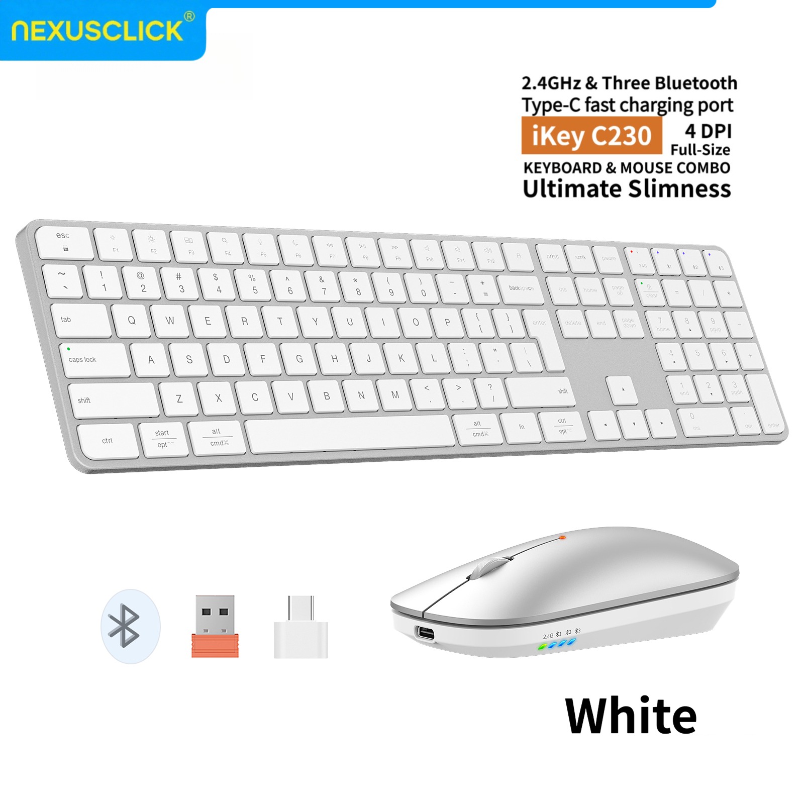 Keyboard Gaming Mac - NexusClick Şarj Edilebilir Kablosuz Klavye Mouse